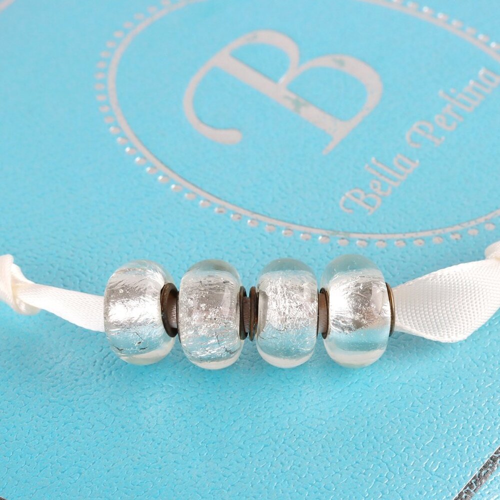 Bella Perlina Silver Bead Charms Set of 4